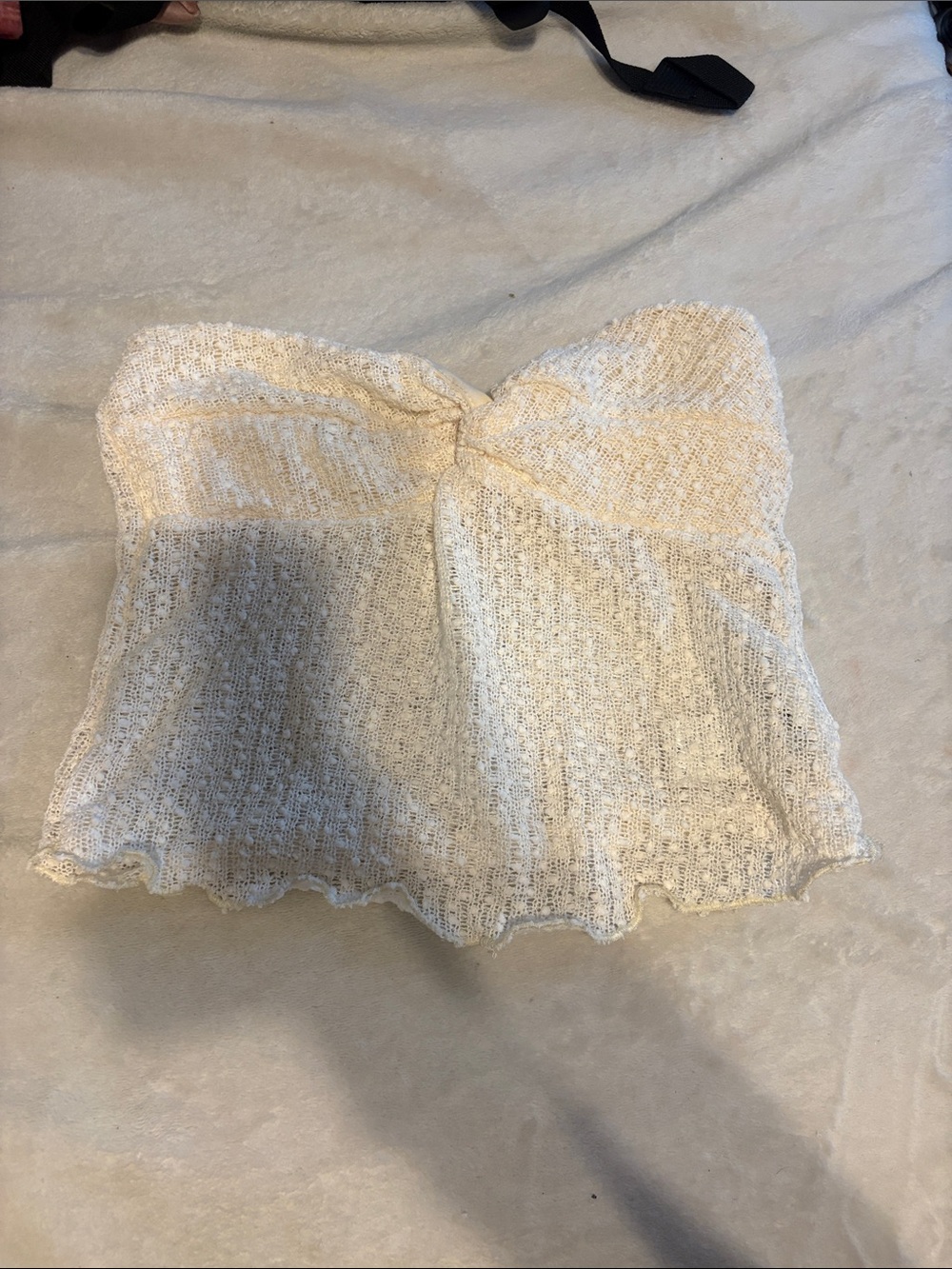 SHEIN Cream Strapless Knit Bandeau Top